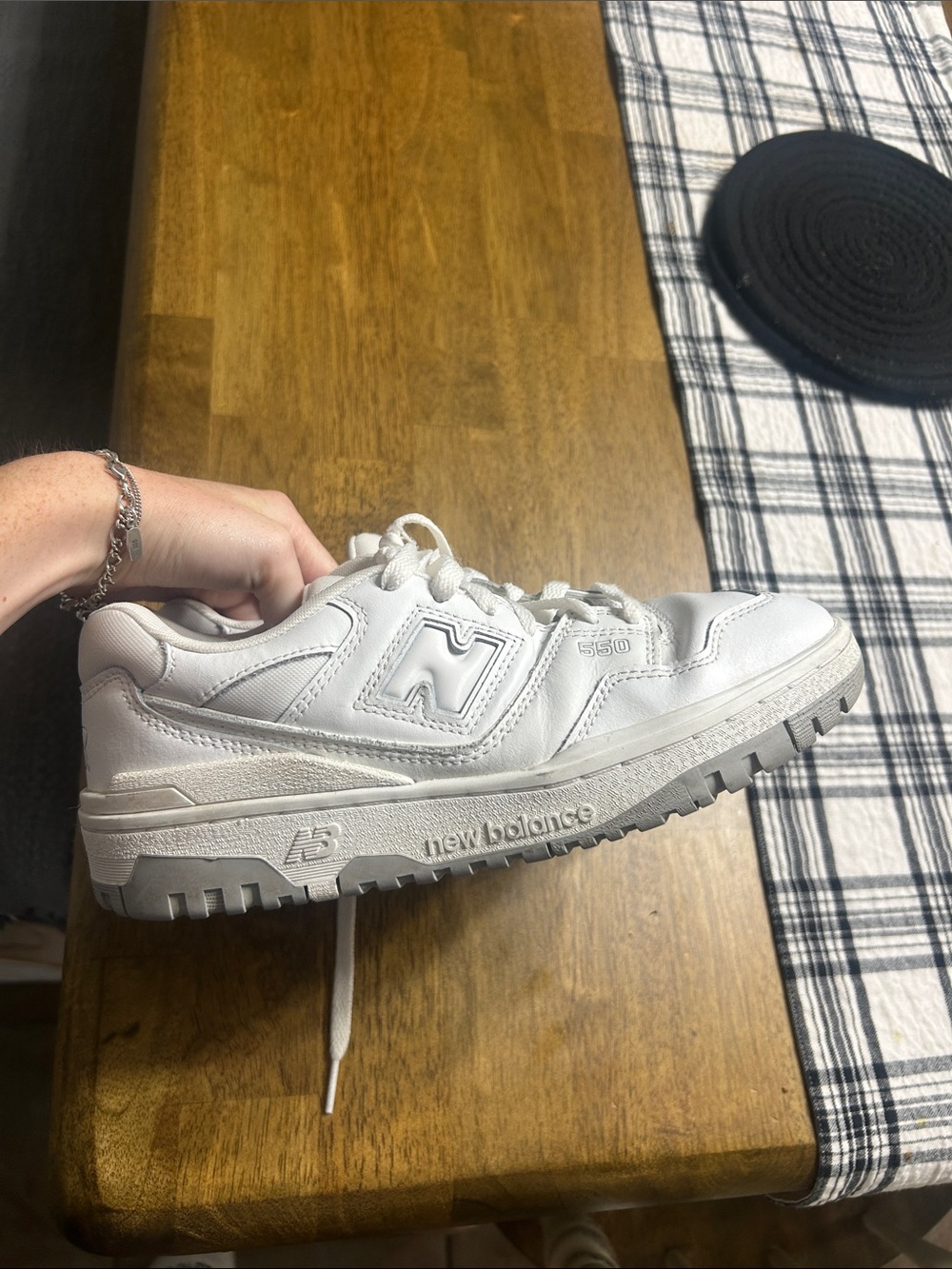 New Balance Kids White Leather Sneakers 550 Style